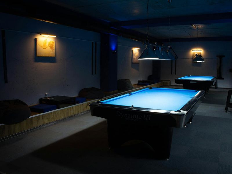 Atmospheric low light photo of a modern training hall